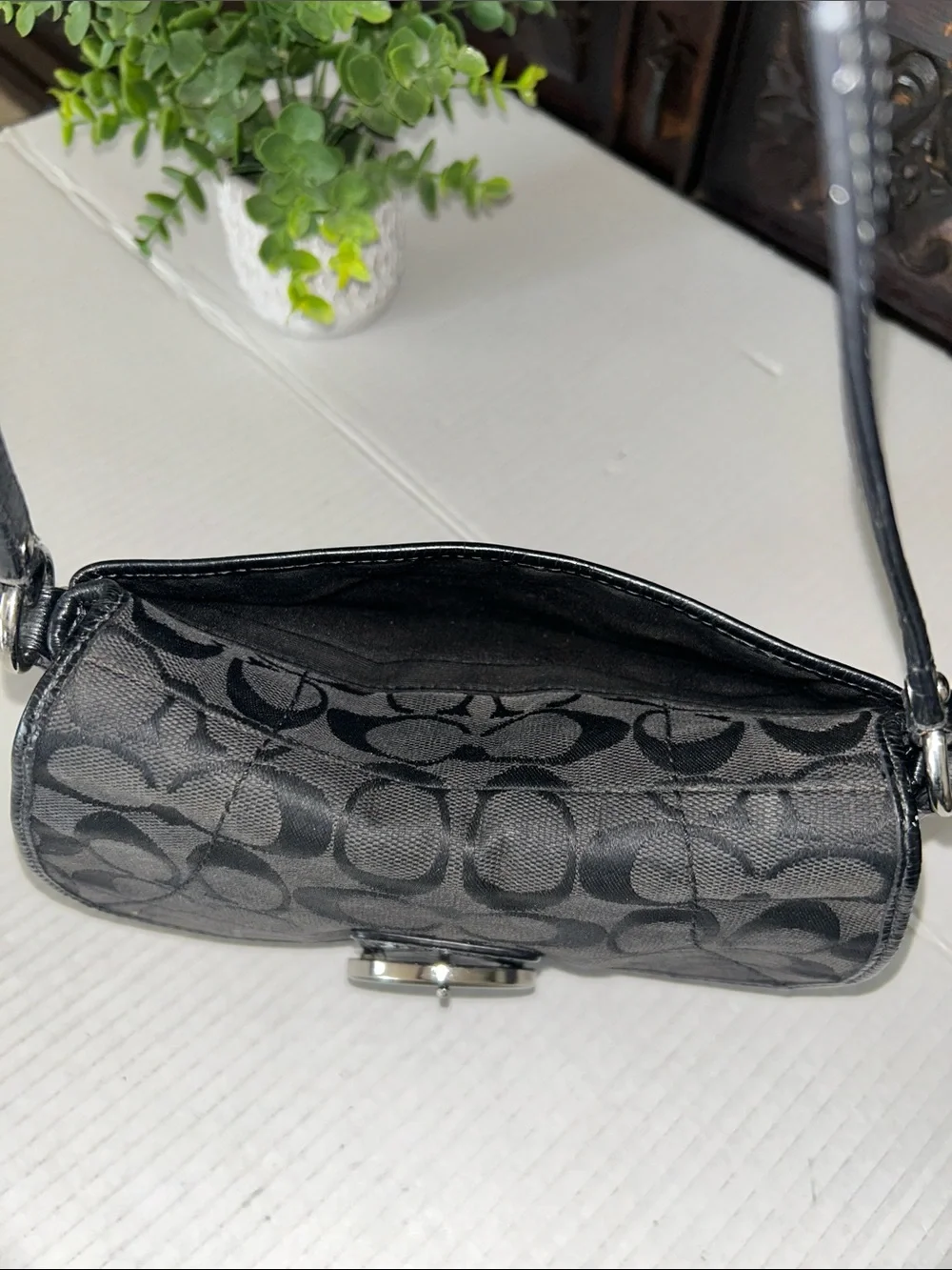 Coach Black Signature Canvas Crossbody with Buckle Detail